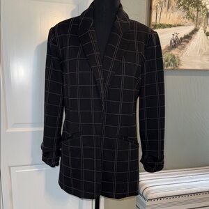 Nine West Black Windowpane Blazer
